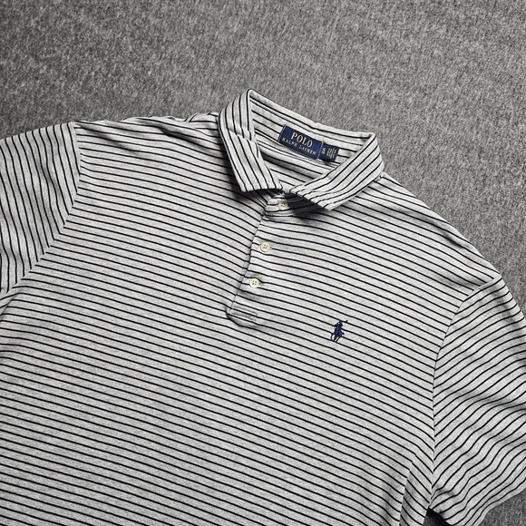 Polo Ralph Lauren Other - Polo Ralph Lauren Polo Shirt Mens XL Grey Navy Blue Striped Short Sleeve Pony